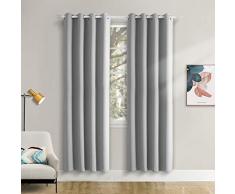 BGment Blickdichte Vorhänge mit Ösen Verdunkelungsgardine Aschgrau Energiespar & Wärmeisolierend, Einfacher und Moderner Stil für Schlaf und Wohnzimmer, 245 x 140 cm (H x B),2 Stücke