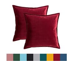 Bedsure Kissenhülle Kissenbezug 40x40 cm Rot 2er Set für Sofakissen Dekokissen - Samt Kissenbezüge Zierkissenbezug Zierkissenhülle für Weihnachten aus Super Weicher und Flauschiger Uni Farbe Samt
