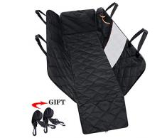 DHQSS wasserdichte Hunde Autoschondecke Mit Seitenschutz and Reißverschlüsse, Hundedecke Für Auto Rückbank, Kratzfest, rutschfeste Hundedecke Mit Sicherheitsgurt (137 * 147Cm)