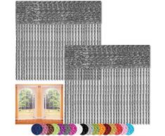 Bestlivings Fadenvorhang 2er Pack Gardine Raumteiler, Auswahl: 140x240 anthrazit - Silbergrau