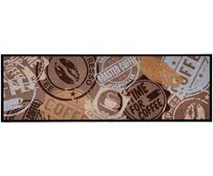 Küchenläufer Küchenteppich Küchendeko Teppichläufer Küchen Matte Läufer Teppich Deko waschbar robust modern Größe 150x50 cm 13 verschiedene Motive und Farben (Coffee Stamp Braun)