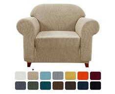 subrtex Spandex Sofabezug Stretch Couchbezug Sesselbezug Elastischer Antirutsch Sofahusse (1 Sitzer, Sand)