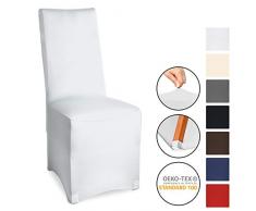 Beautissu Bankett-Stuhlhusse Leona - 45x90 cm Stretch-Stuhlbezug - Elegante Bi-Elastic Husse - ÖKO-TEX - weiß