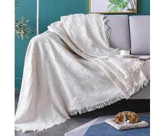 Gestrickte Sofa-Decke mit Quaste hread Wurfdecken for Bett Büro Travel-Sofa-Abdeckung Bedspread Gelegenheitswandteppiche XXYHYQHJD (Color : White A, Size : 130x180cm)