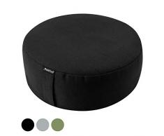 REEHUT Yogakissen Meditationskissen, Yoga Sitzkissen Rund Durchmesser 33cm/Höhe 11,5 cm aus Baumwolle und Buchweizenschalen