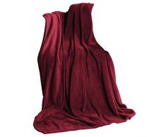 CelinaTex TV-Decke Kuscheldecke XXL 220 x 240 cm Bordeaux Coral Fleece Tagesdecke Mikrofaser Sofadecke Überwurf