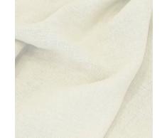 TOLKO Leinen-Stoff Meterware zum Nähen, blickdichter Naturstoff für Bekleidung, Gewänder, Vorhänge und Deko (Woll-Weiß)