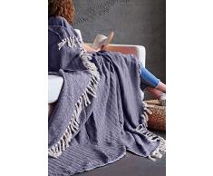 Mixibaby Tagesdecke Wohndecke Wendedecke Kuscheldeck Sofadecke Couchdecke, Farbe:Dunkelblau