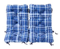 Ambientehome 2er Set Polsterauflage für Klappstuhl, kariert blau, ca 90 x 40 x 8 cm, Kissen Sitzauflage