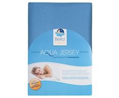 Premium Spannbettlaken mit Gummizug für Wasserbetten Boxspringbetten Übergröße Jersey Matratzenbezug Bettbezug Baumwolle Elastan Wasserbettbezug 180 x 200 cm - 200 x 220 cm Azurblau Mittelblau