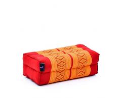 Leewadee Yoga-Block Thai-Kissen Kissen-Block Yoga-Klotz Pilates Yogakissen Meditations-Kissen Nacken-Kissen Ökologisches Naturprodukt, 35x18x12 cm, Kapok, orange rot