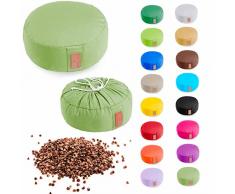 #DoYourYoga Yogakissen »Vishnu« mit Kordelverschluss & Bio-Buchweizenschalen (KBA) Füllung - Höhe 15 cm/Durchmesser 30 cm -Zafukissen/Meditationskissen/Rondokissen/Meditiationsunterlage- mausgrau