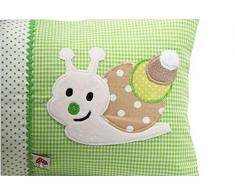 Glückspilz Namenskissen Babykissen I Schnecke I mit Namen personalisiert I Geschenk zu Geburt, Taufe oder Geburtstag I Verschiedene Farben und Größen (Grün, 25 x 35 cm)