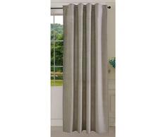 Gardinenbox Vorhang Schal verdeckte Schlaufen Cationic Blickdicht Leinen Optik Natura seidenmatt, 245x140 (HxB), Grau Landhaus Stil, 20440