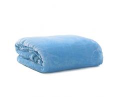 Pink Papaya Cashmere-Feeling Kuscheldecke XXL, Supersoft Flannel Fleece Tagesdecke 200x150, Hell-Blau