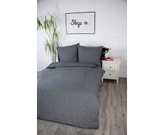 jilda-tex Biber Bettwäsche Melange 135x200 cm + 80x80 cm 100% Baumwolle Feinbiberbettwäsche Edelflanell Verschiedene Größen/Farben (Dunkelgrau, 200 x 200 cm)