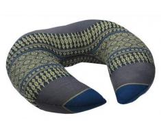 Wilai Kapok Thaikissen, Yogakissen, Massagekissen, Tantrakissen, Strandkissen, Meditationskissen, Kopfkissen, Sofakissen, Nackenkissen, Nackenhörnchen - Blau/Grau (Hörnchen 9x28x28)