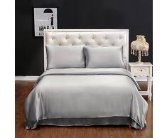 LilySilk Seide Bettbezug 200x200cm Bettbezüge mit Edlem Schlafkomfort in 100% Seide von 19 Momme - Silbergrau