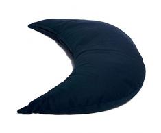 Halbmond mit Bio-Hirseschalen Köper dunkelblau - Bio-Hirsekissen | mit zusätzlichem Bio-Inlett