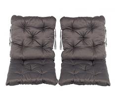 Meerweh 2er Set Rückenkissen Sessel ca. 50 x 98 x 8 cm Polsterauflage Sitzkissen, Grau, 50 x 98 x 10 cm