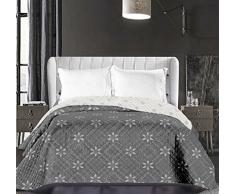 DecoKing 86810 Tagesdecke 220 x 240 cm weià graphit grau stahl anthrazit Bettüberwurf zweiseitig pflegeleicht Blumen Blumenmuster Blumenmotiv white grey dimgray steel Hypnosis Collection Snowy Night
