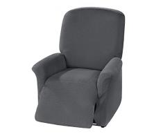 BEAUTEX Milan Sofahusse für Ecksofa, Clubsessel, 1er, 2er, 3er Sitzer, elastische Stretch Husse, Farbe wählbar (Relaxsesselhusse Grau)