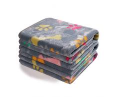 1 Pack 3 Decken Super Weich Fluffy Premium Fleece Haustier Decke Flanell Wurf für Hund Welpen Katze Grau Knochen,Large (104 * 78cm)