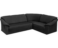 BEAUTEX Milan Sofahusse für Ecksofa, Clubsessel, 1er, 2er, 3er Sitzer, elastische Stretch Husse, Farbe wählbar (Ecksofahusse Schwarz)