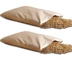Natur Doppelpackung Bio Dinkelkissen 40 * 80cm mit Reißverschluss - staubdichte Baumwoll Kissenhülle (Kissen-Inlett) - mit Bio Dinkelspelz/Dinkelspreu Füllung