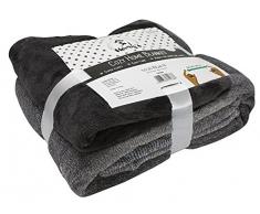 Close Up Henry´s Premium Wohndecke Wolldecke Tagesdecke Bettüberwurf - Hochwertige XL Decke - Plüsch-Kuscheldecke - weiches Fleece, warm & flauschig | 140 x 190 cm | Anthrazit Grau