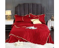 FJXJLKQS 4-teiliges Set Aus Gewaschener Seidenbettwäsche, Hautfreundliches Und Bequemes Eisseidenset, Für Frühling Und Sommer,Red-Double200X230cm