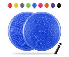 SPGOOD Balance Kissen Ballsitzkissen 34 cm mit Pumpe ballance Kissen Sitzballkissen Luftkissen Yoga Kissen 34CM Durchmesser Noppenkissen Balance Pad Aufblasbare Orthopädisches (Blau)