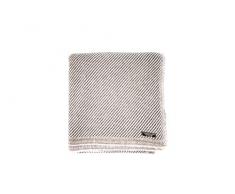 Annapurna Cashmere Kaschmir Decke aus 100% Kaschmirwolle, 125 cm x 250 cm, Handgewebt aus Nepal, hellgrau mit Streifen
