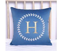 Taoran Gesticktes Kissen Sofa Rücken Kissen Bett Kopf Rückenlehne Kissen-H Marine_45 * 45cm Kissenbezug