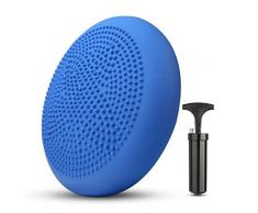 CPOKOH Ballsitzkissen mit PumpUp, Balance Sitzballkissen 34cm Stabilität Luftkissen, Noppenkissen, Fitness-Stabilitäts-Pad, Balance Kissen, Gleichgewichtskissen für Fitness inkl. Pumpe Blau