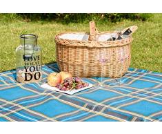 Uquip Scotty große karierte Picknickdecke XXL 240 x 200 waschbar und mit wasserdichter Unterseite