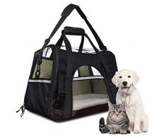 WOVELOT Transporttasche für Haustiere, wasserdicht, mit Fleece-Bettwäsche, weiche Seiten, tragbare Tragetasche für Katzen und kleine Hunde