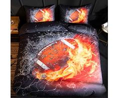 Mozeo 3D-Baseball-Bettwäsche-Set, 3-teilig, Queen-Size-Größe, für Teenager, Jungen, Sport, Mikrofaser, Steppdecke Twin fußball
