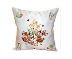 Espamira Kissenbezug 40x40cm Dekokissen Kissenhülle Ostern Osterhase Gestickt Osterkissen