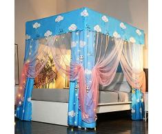 hdfj12138 MoskitonetzeBettvorhang 3 Türen integriert Moskitonetz Bettvorhang staubdicht 1,5 m Einzelprinzessin Bettvorhang nach Hause Doppelbett-Reibungsloses Segeln_1,8 m (6 Fuß) Bett