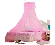 Prinzessin Betthimmel Baldachin Bettvorhang Deko Babybetthimmel Spiel Zelt Prinzessin Dekoration Rund Moskitonetz Insektenschutz Kinderzimmer (Pink)
