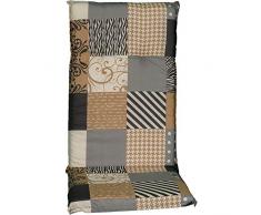 nxtbuy Gartenstuhl-Auflage Barcelona 118x50 cm Coffee Patchwork 6er Set - Hochlehnerauflage für Gartenstühle - Stuhlauflage mit Komfortschaumkern - Made in EU / ÖkoTex100