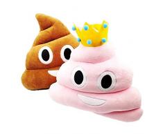 JZK 2 Emoji Kissen Smiley Kackhaufen 36 cm Kuschelkissen Plüsch Kackhaufen Kissen Poop Kackhaufen Emoji Spielzeug Weihnachten Geburtstagsgeschenk für Kinder Erwachsene, Rosa & braun