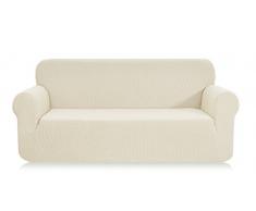 E EBETA Elastisch Sofa Überwürfe Sofabezug, Stretch Sofahusse Sofa Abdeckung Hussen für Sofa, Couch, Sessel 3 Sitzer (Cremefarbe, 185-235 cm)