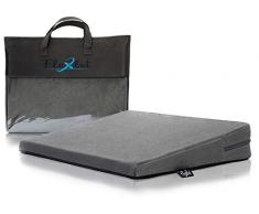 Flexlet Keilkissen– versch. HÄRTEGRADE FÜR Dein KÖRPERGEWICHT, 100% Baumwollbezug inkl. Tragetasche – Dunkelgrau – Sitzkissen – Sitzkeil [40-70kg]