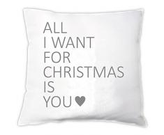 Kissen All I want for christmas is you (Motiv: mit einem Herz) - Weihnachtsgeschenk Deko Weihnachten Weihnachtskissen Geschenk zu Weihnachten für sie ihn Frau Mann Mama Freundin Schwester