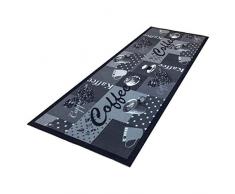 HOMEFACTO:RI Küchenläufer Küchenteppich Teppichläufer Läufer Kaffee Cafe Coffee | waschbar, Größe:ca. 45 x 145 cm, Designs:Kaffee | schwarz weiß