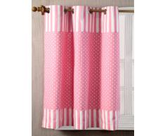 Homescapes Kindervorhang Mädchen Kinderzimmer Ösenvorhang Dekoschal Polka Dots 2er Set rosa weiß 137 x 228 cm (Breite x Länge je Vorhang) 100% reine Baumwolle