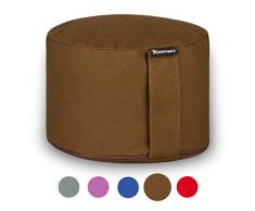 BODYMATE Extra-Hohes Yogakissen rund 31cm Durchmesser 20cm hoch Chocolate mit Buchweizen-Spelz Füllung – Maschinenwaschbarer Bezug aus 100% extra Dicker Baumwolle – Meditationskissen – Sitzkissen