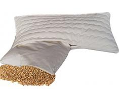 Natur Bio Hirsekissen Hirsekopfkissen Hirsespreukissen Komfort 40 * 60 cm mit abnehmbarem waschbarem Bezug aus 100% Baumwolle mit Reissverschluss - Hirseschalen Hirsespelz